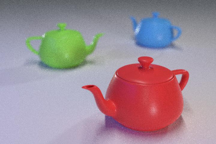 Right Image: pmj02bn. Equal-SPP renders of the Utah teapot comparing uniform random with pmj02bn sample patterns. Using the stronger pmj02bn samples results in a cleaner render in the same amount of time.